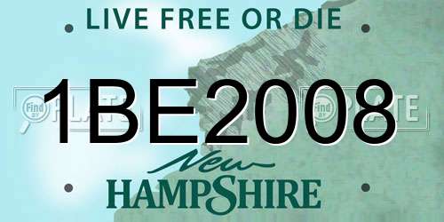 1BE2008 New Hampshire License Plate