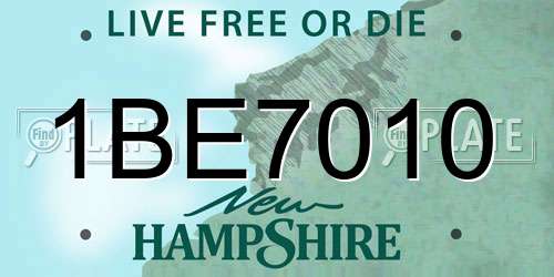1BE7010 New Hampshire License Plate