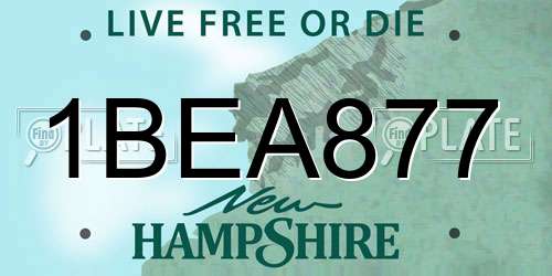 1BEA877 New Hampshire License Plate