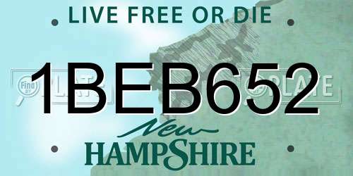1BEB652 New Hampshire License Plate