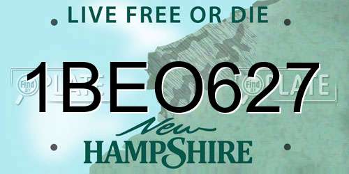 1BEO627 New Hampshire License Plate
