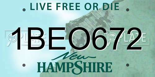 1BEO672 New Hampshire License Plate