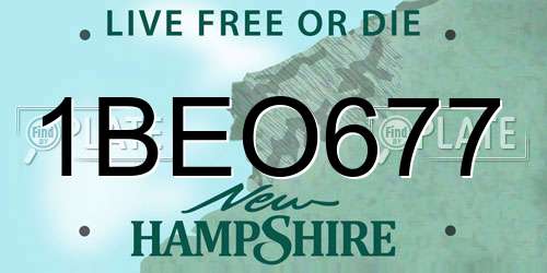 1BEO677 New Hampshire License Plate