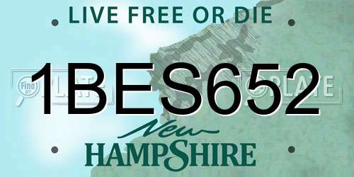 1BES652 New Hampshire License Plate