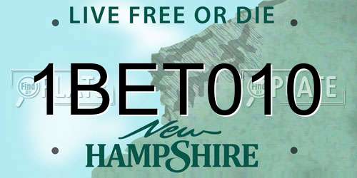 1BET010 New Hampshire License Plate