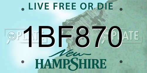 1BF870 New Hampshire License Plate
