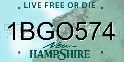 1BGO574 New Hampshire License Plate