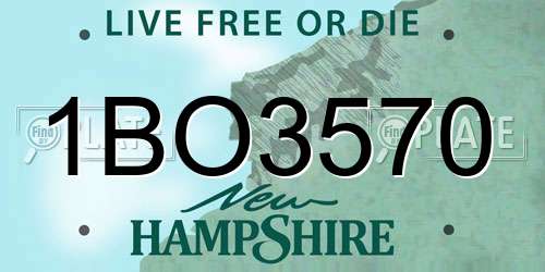 1BO3570 New Hampshire License Plate