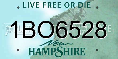 1BO6528 New Hampshire License Plate