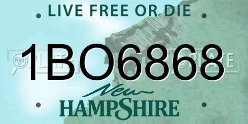 1BO6868 New Hampshire License Plate