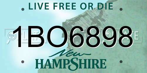 1BO6898 New Hampshire License Plate