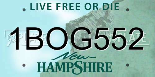 1BOG552 New Hampshire License Plate