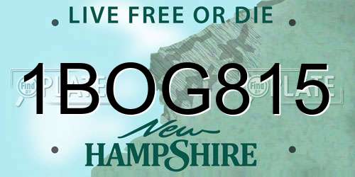 1BOG815 New Hampshire License Plate