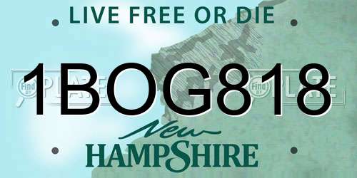 1BOG818 New Hampshire License Plate