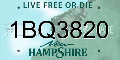 1BQ3820 New Hampshire License Plate