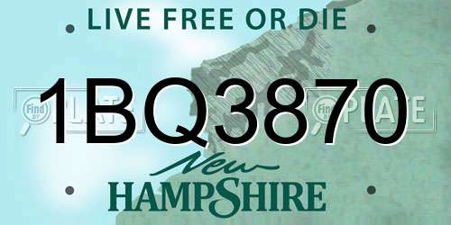 1BQ3870 New Hampshire License Plate