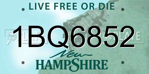 1BQ6852 New Hampshire License Plate