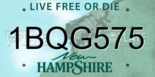 1BQG575 New Hampshire License Plate