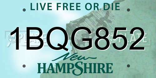 1BQG852 New Hampshire License Plate