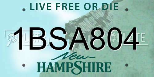 1BSA804 New Hampshire License Plate