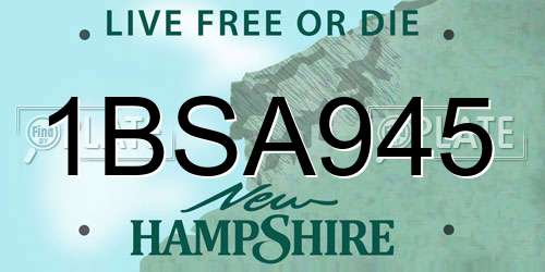 1BSA945 New Hampshire License Plate