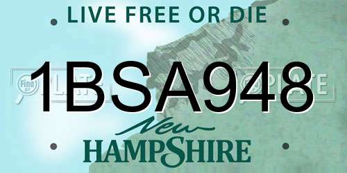 1BSA948 New Hampshire License Plate