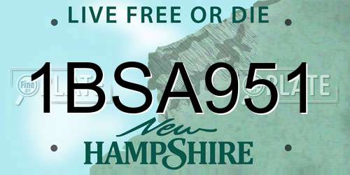 1BSA951 New Hampshire License Plate