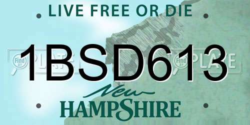 1BSD613 New Hampshire License Plate