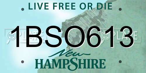 1BSO613 New Hampshire License Plate