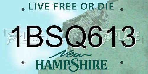 1BSQ613 New Hampshire License Plate