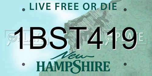 1BST419 New Hampshire License Plate