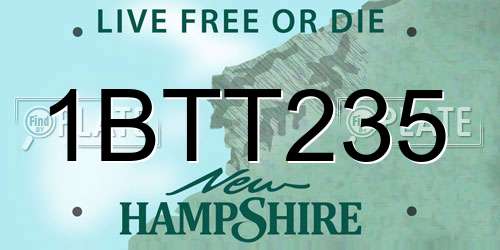 1BTT235 New Hampshire License Plate