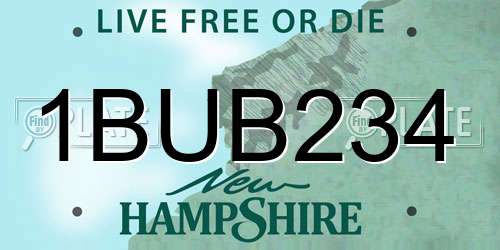 1BUB234 New Hampshire License Plate