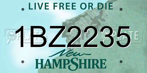 1BZ2235 New Hampshire License Plate