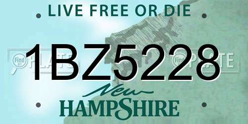 1BZ5228 New Hampshire License Plate