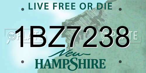 1BZ7238 New Hampshire License Plate