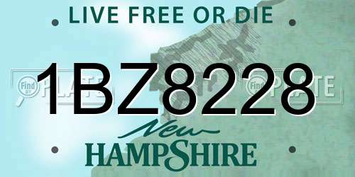 1BZ8228 New Hampshire License Plate