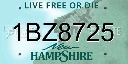 1BZ8725 New Hampshire License Plate