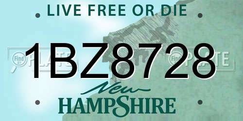 1BZ8728 New Hampshire License Plate