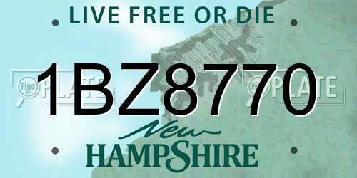 1BZ8770 New Hampshire License Plate