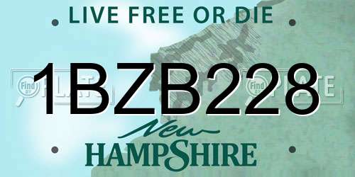 1BZB228 New Hampshire License Plate