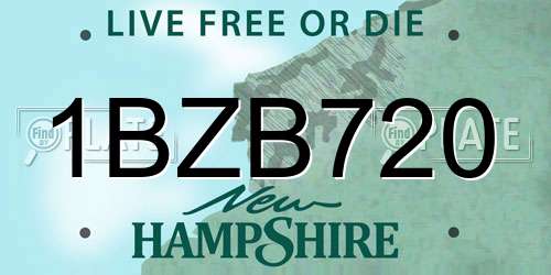 1BZB720 New Hampshire License Plate