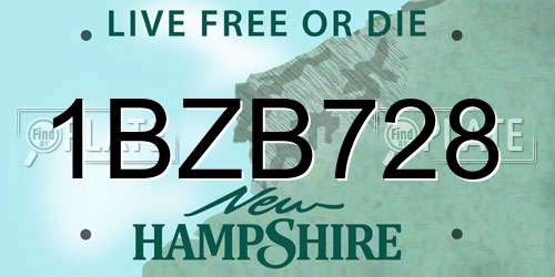 1BZB728 New Hampshire License Plate