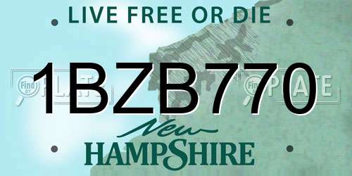 1BZB770 New Hampshire License Plate