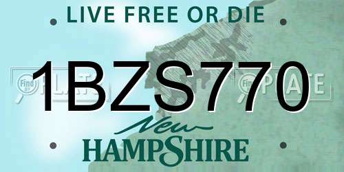 1BZS770 New Hampshire License Plate