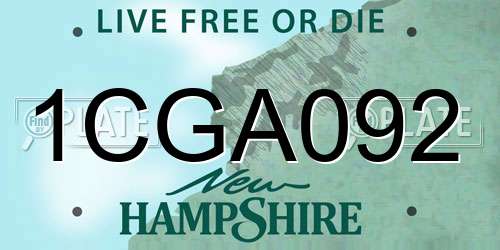 1CGA092 New Hampshire License Plate