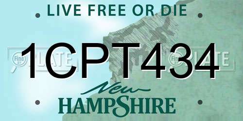 1CPT434 New Hampshire License Plate