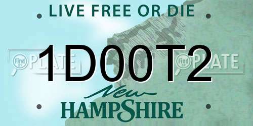1D00T2 New Hampshire License Plate