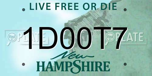 1D00T7 New Hampshire License Plate