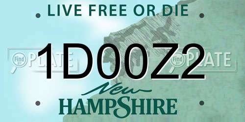 1D00Z2 New Hampshire License Plate